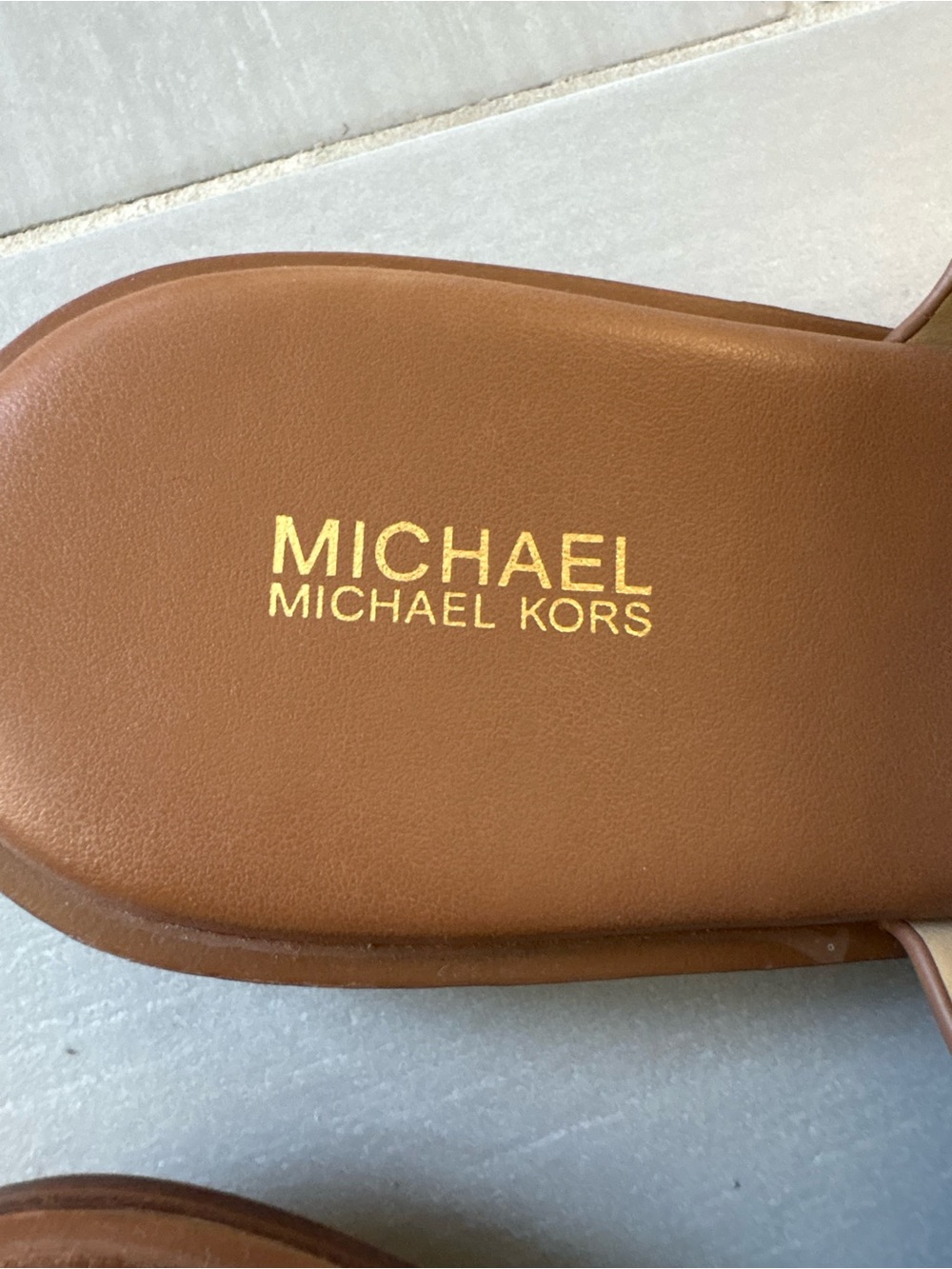 Michael Kors August Flat Sandals | Chestnut Leather | Toe-Loop Slide Sandals - Picture 6 of 8